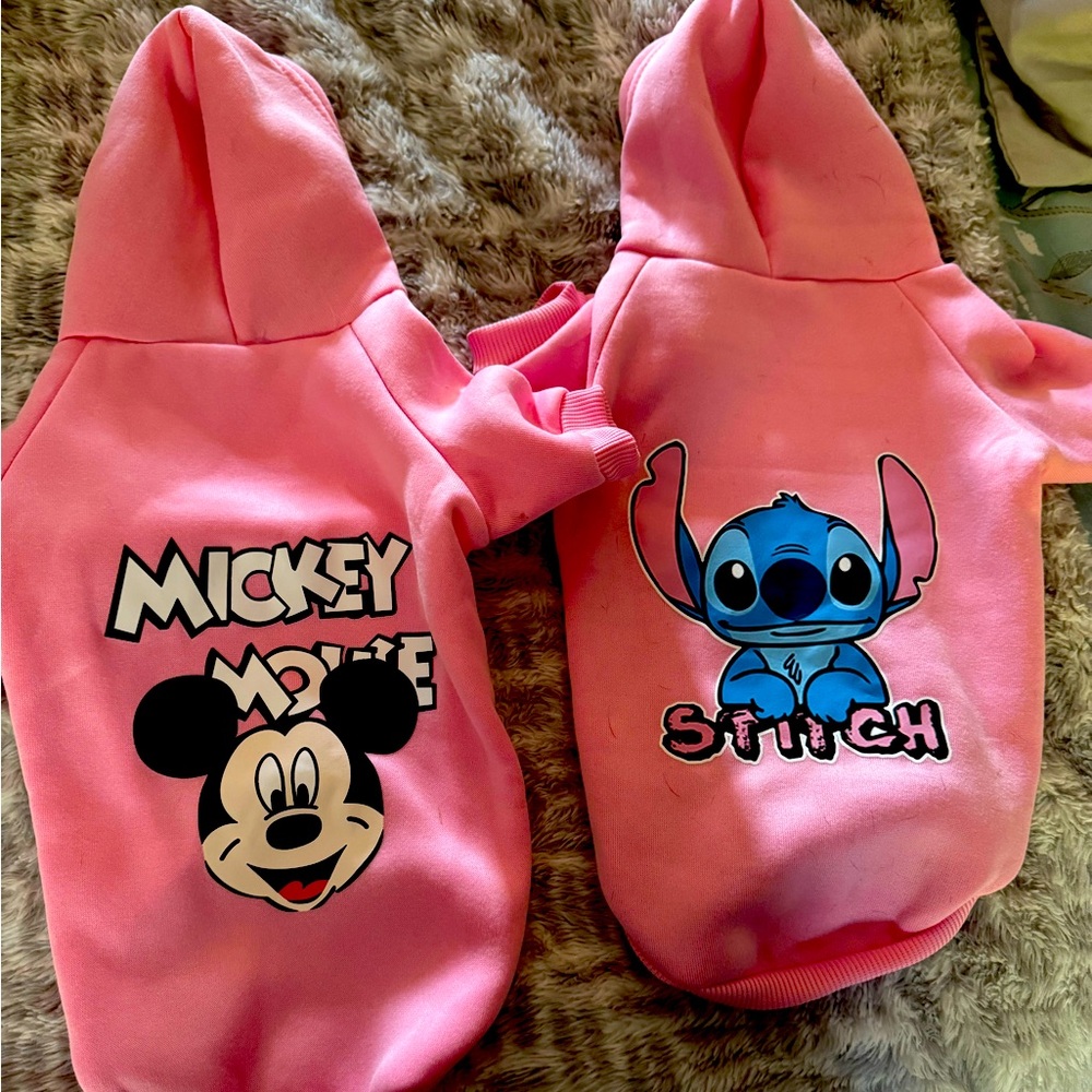 Disney Stitch and Mickey pink hoodies - SET OF  2 hoodies size small
